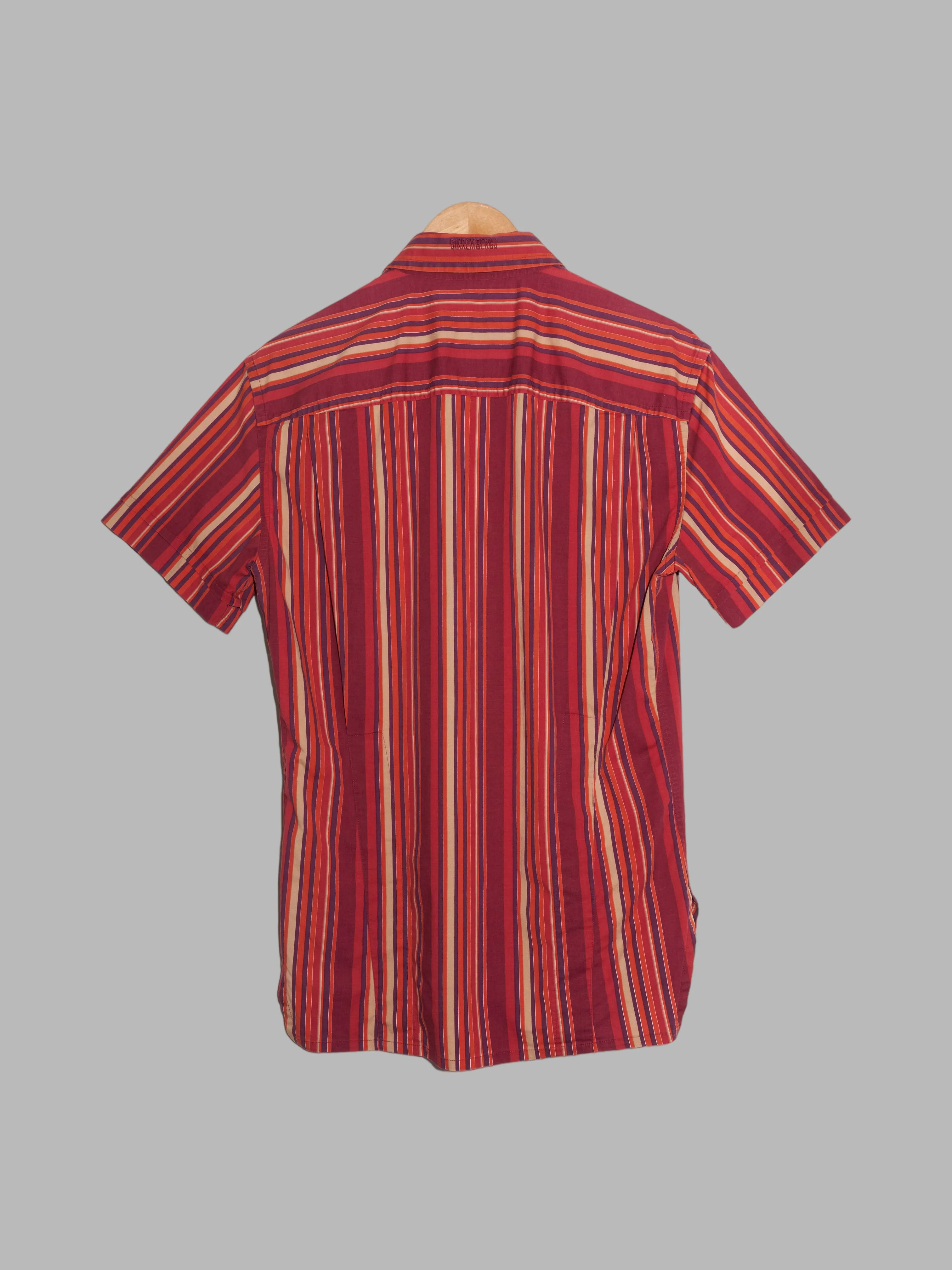 Dirk Bikkembergs red and orange cotton striped short sleeve shirt