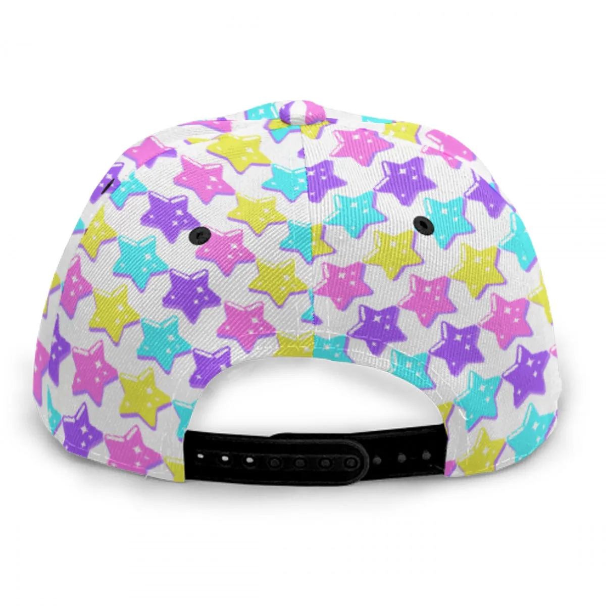 Electric Star Wave White Baseball Cap With Flat Brim