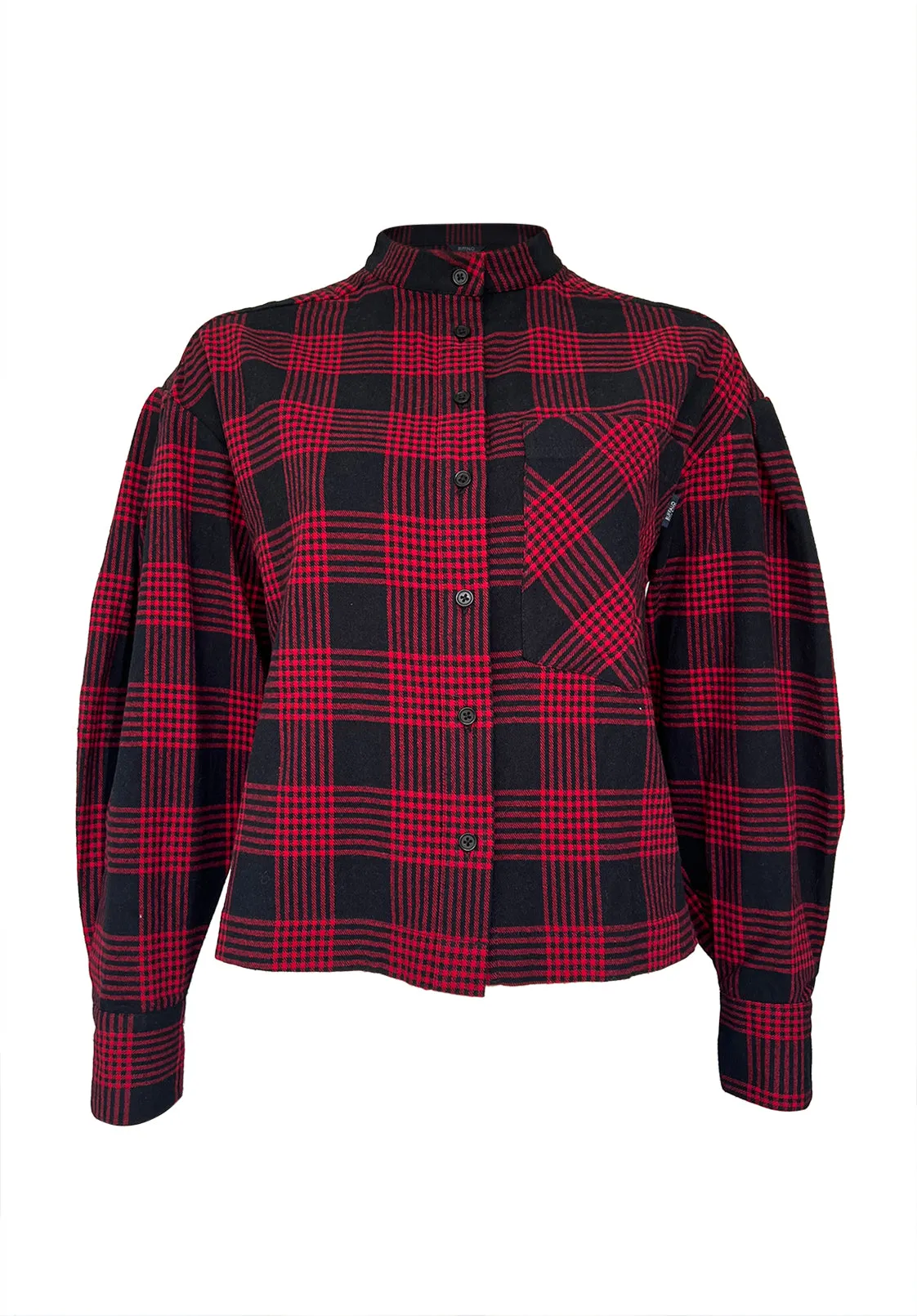 Ellera Women's Long-sleeve Shirt in Black and Red Plaid - WT0069F