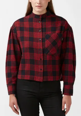 Ellera Women's Long-sleeve Shirt in Black and Red Plaid - WT0069F