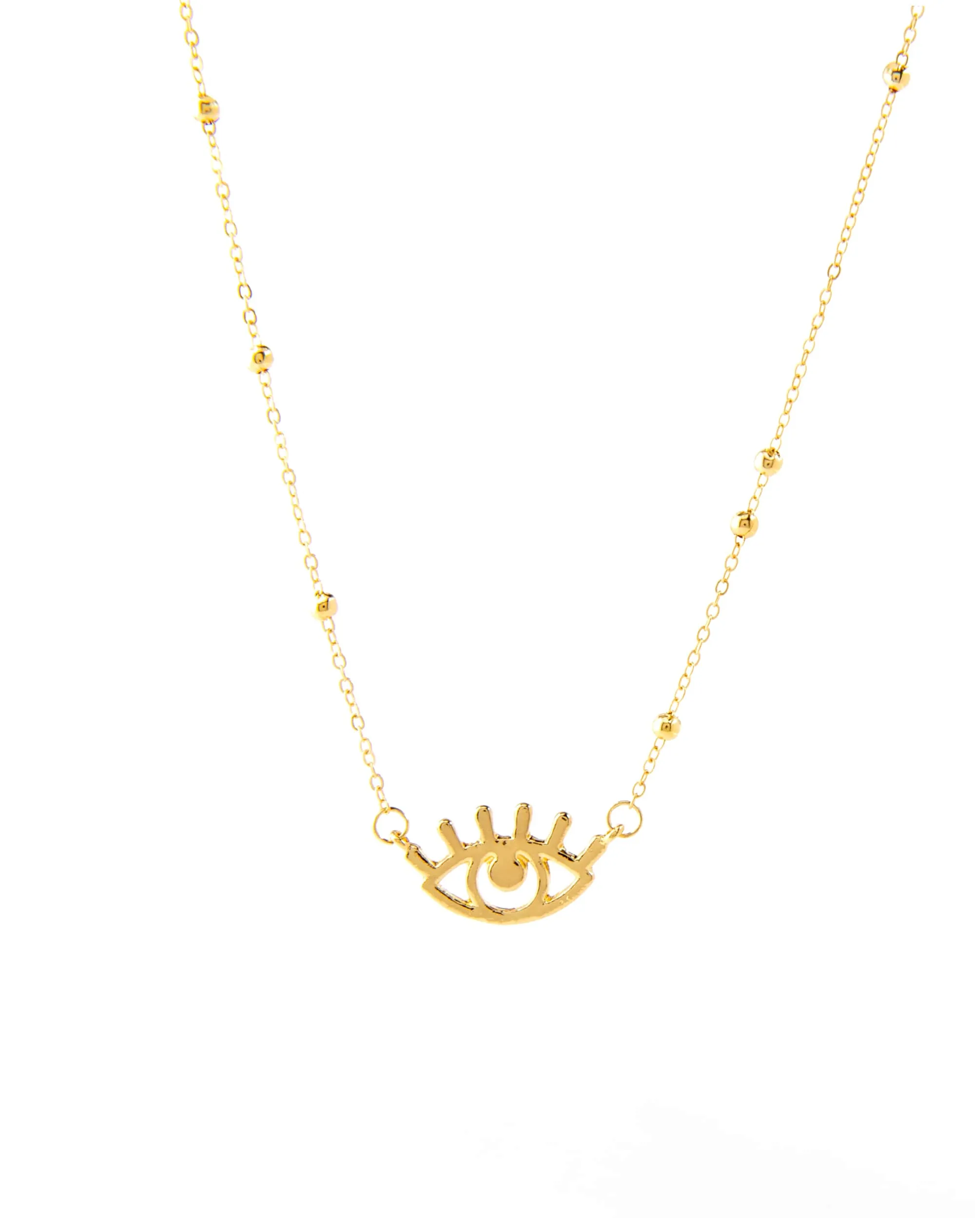 EVIL EYE SHAPED GOLD PLATED PENDANT NECKLACE 2434 - قلادة