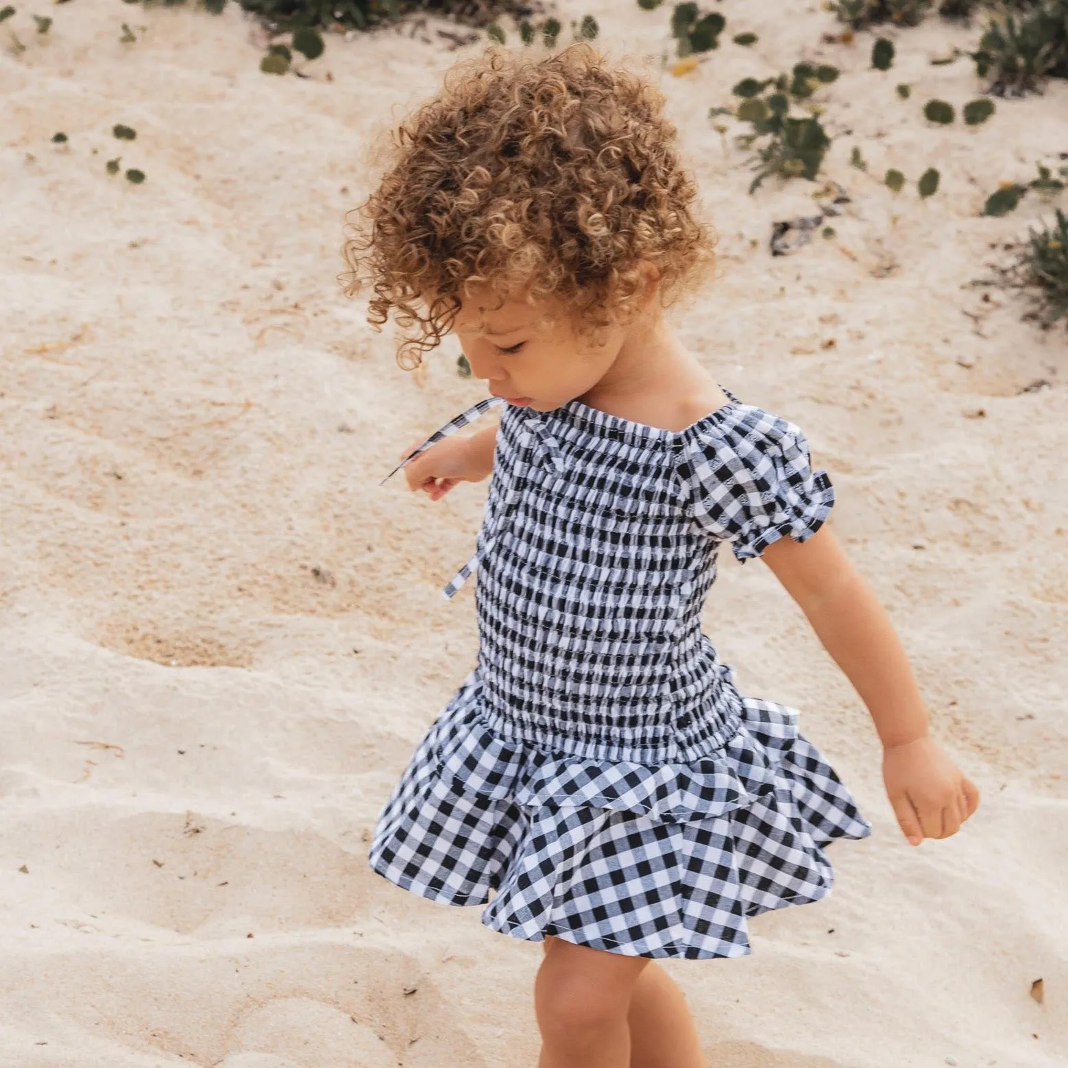 gingham dress in black