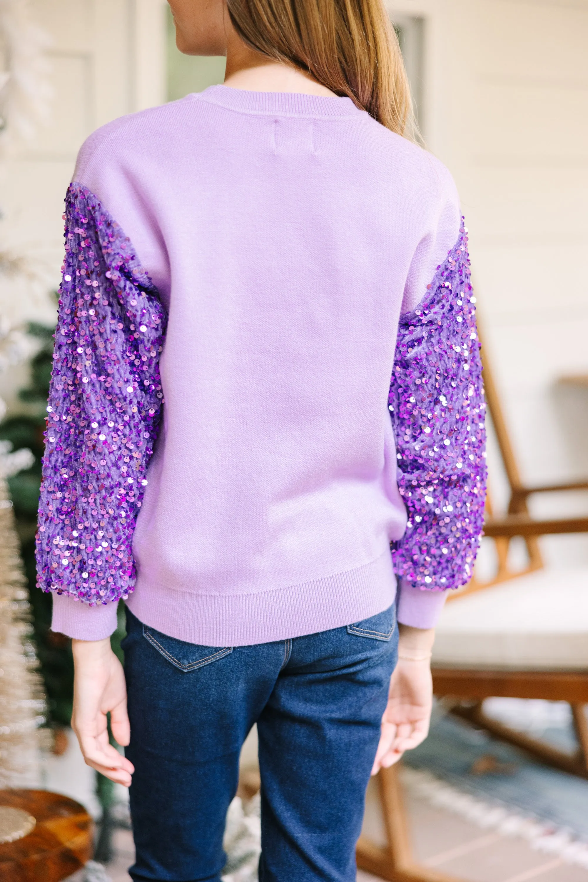 Girls: Don't Think Twice Lavender Purple Sequin Sweater