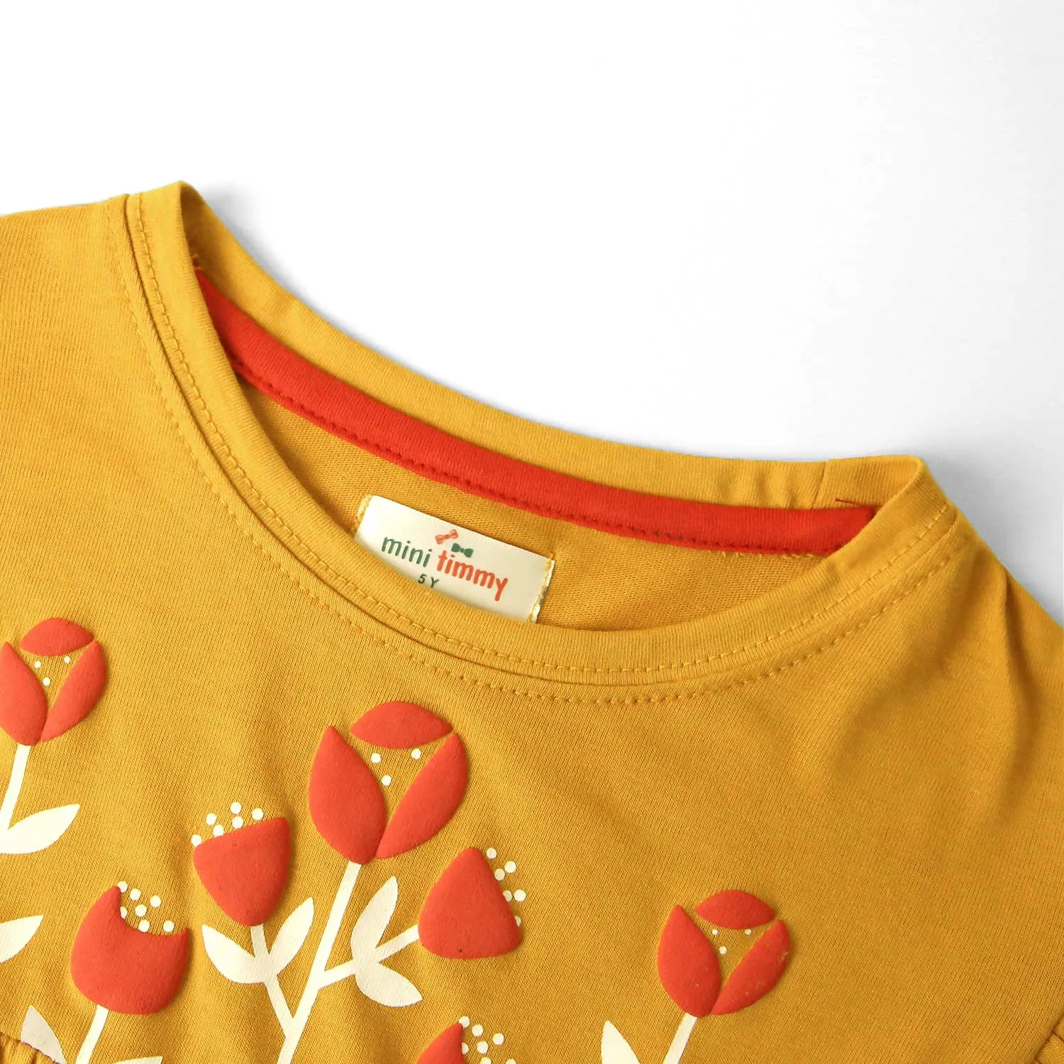 Girls Printed Soft Cotton Cut & Sew Mustard Frock