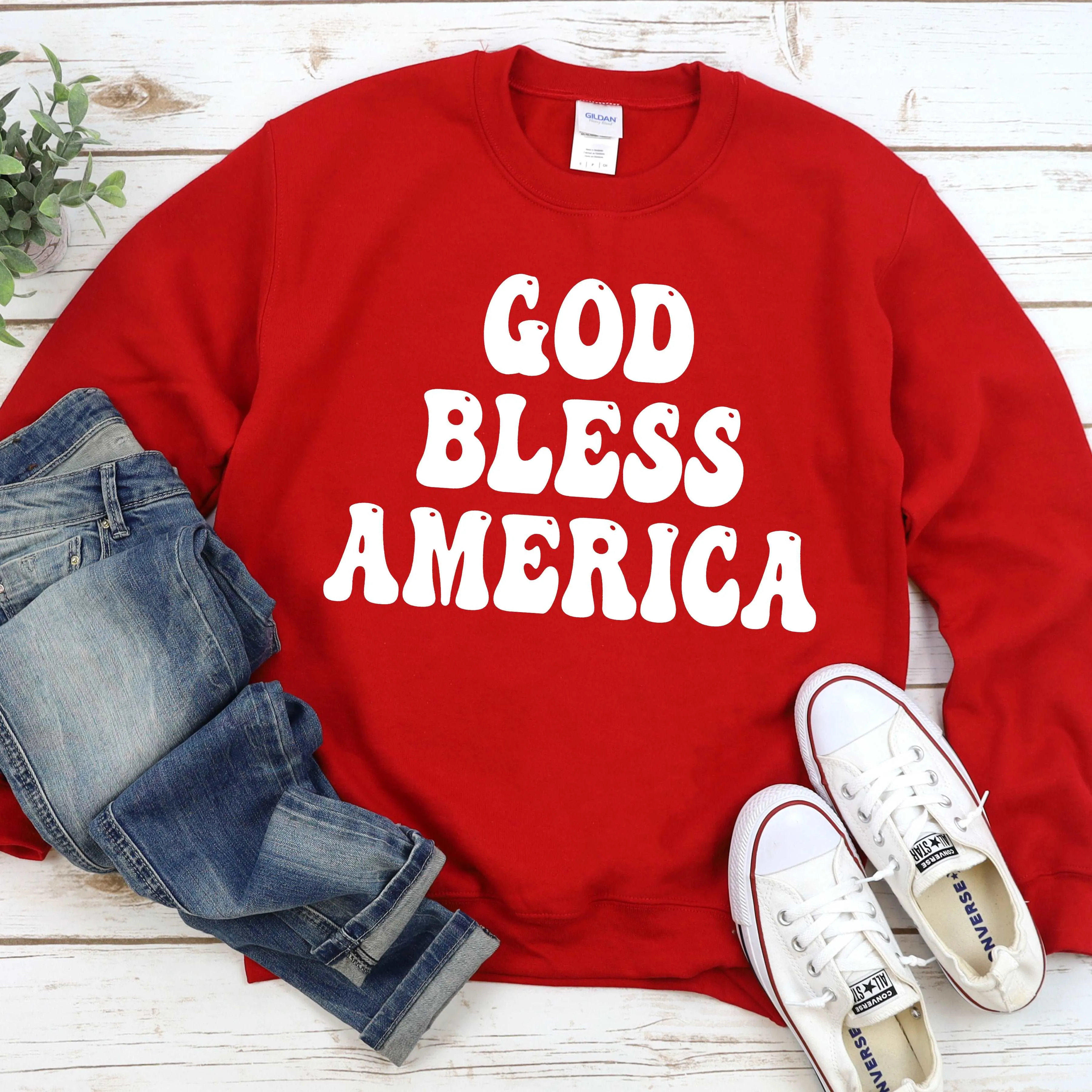 God Bless America - red