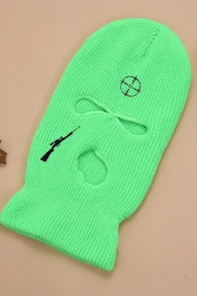 Green Rifle Target Embroidery 3 Holes Ski Mask