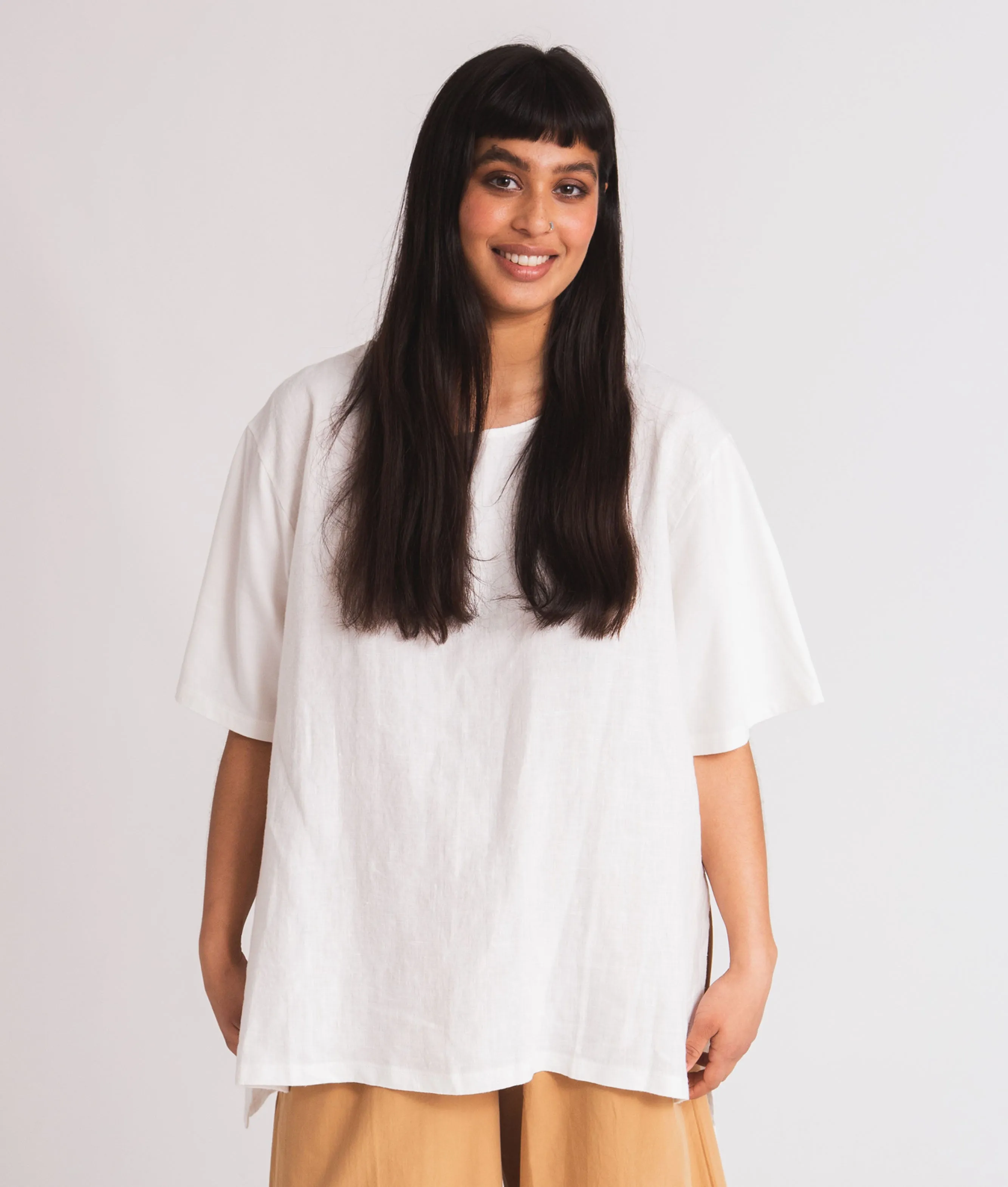 Hayley-May Organic Cotton & Linen Tunic In Off White