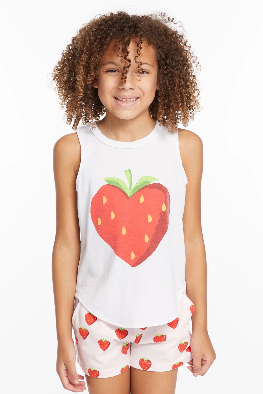 Heart Strawberry Girls Vintage Jersey Shirttail Muscle