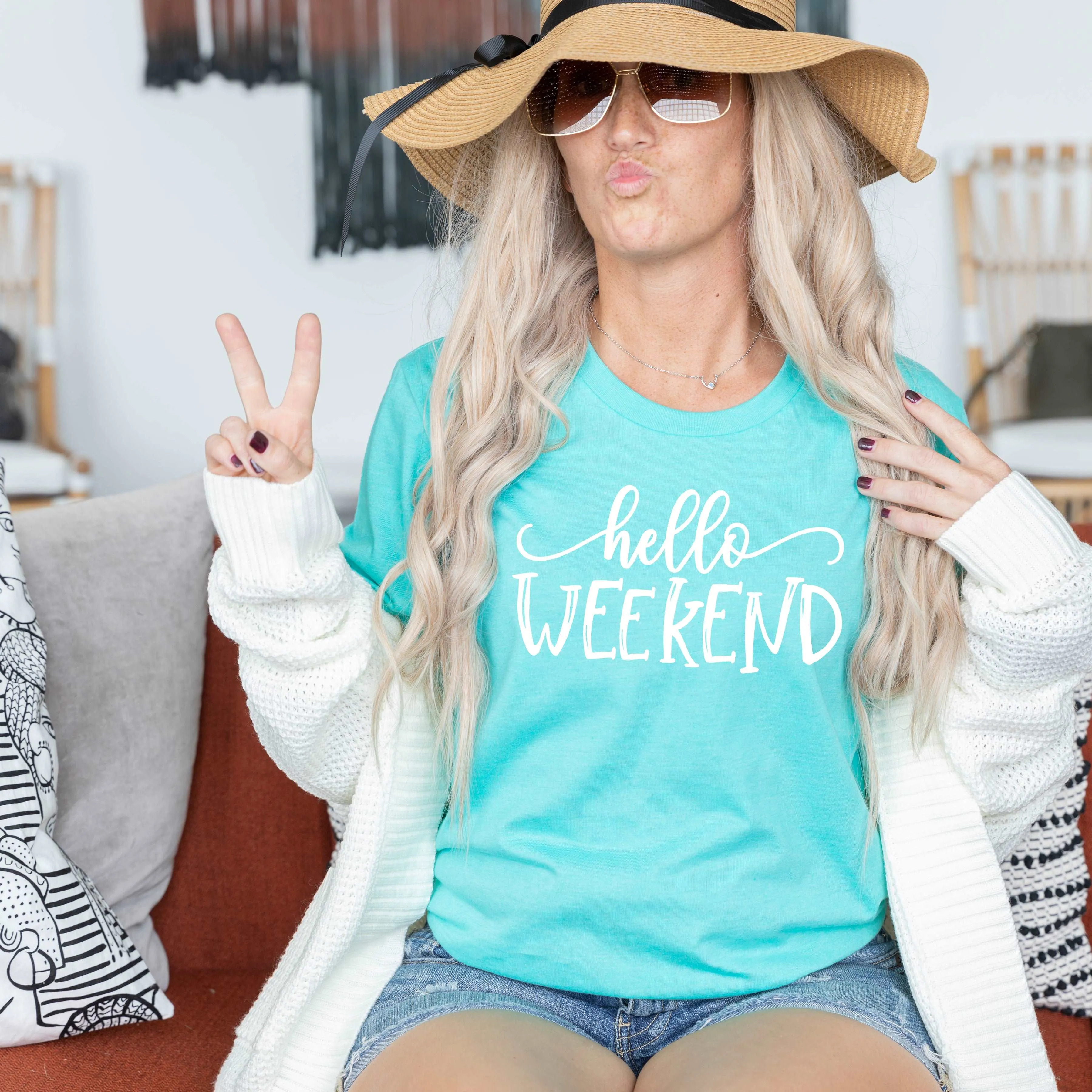 Hello Weekend - heather sea green