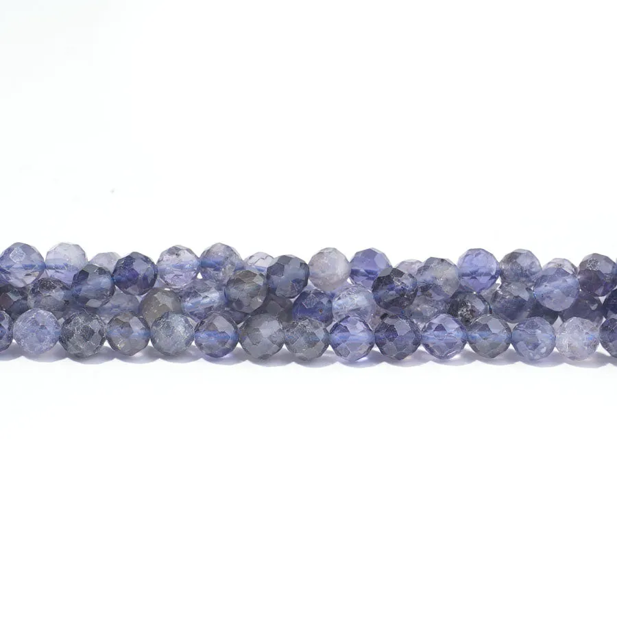 Iolite 4mm Round Faceted A Grade - 15-16 Inch