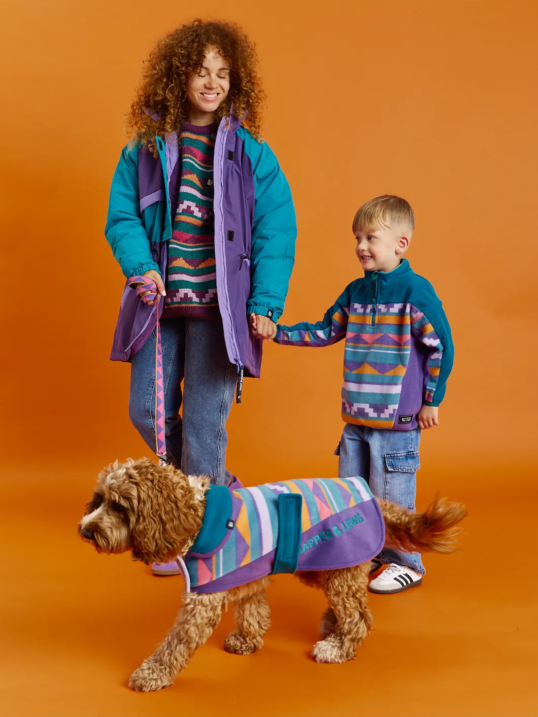 Kids Abelia Retro Pattern 1/4 Zip Fleece