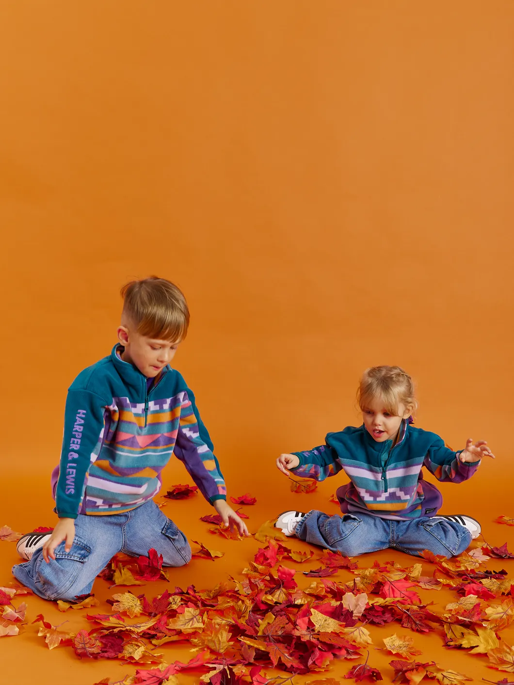 Kids Abelia Retro Pattern 1/4 Zip Fleece