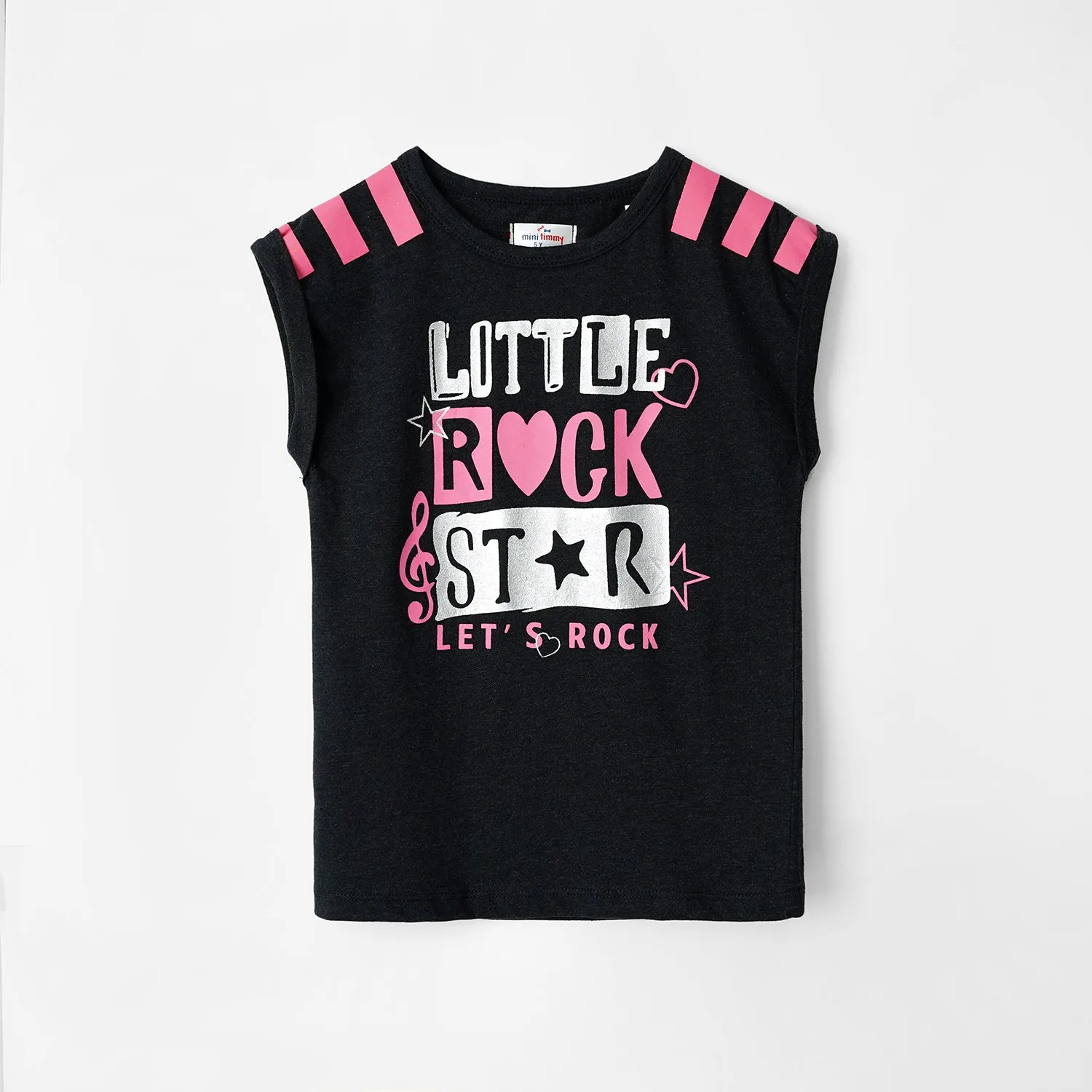 Kids Soft Cotton Black Graphic T-Shirt