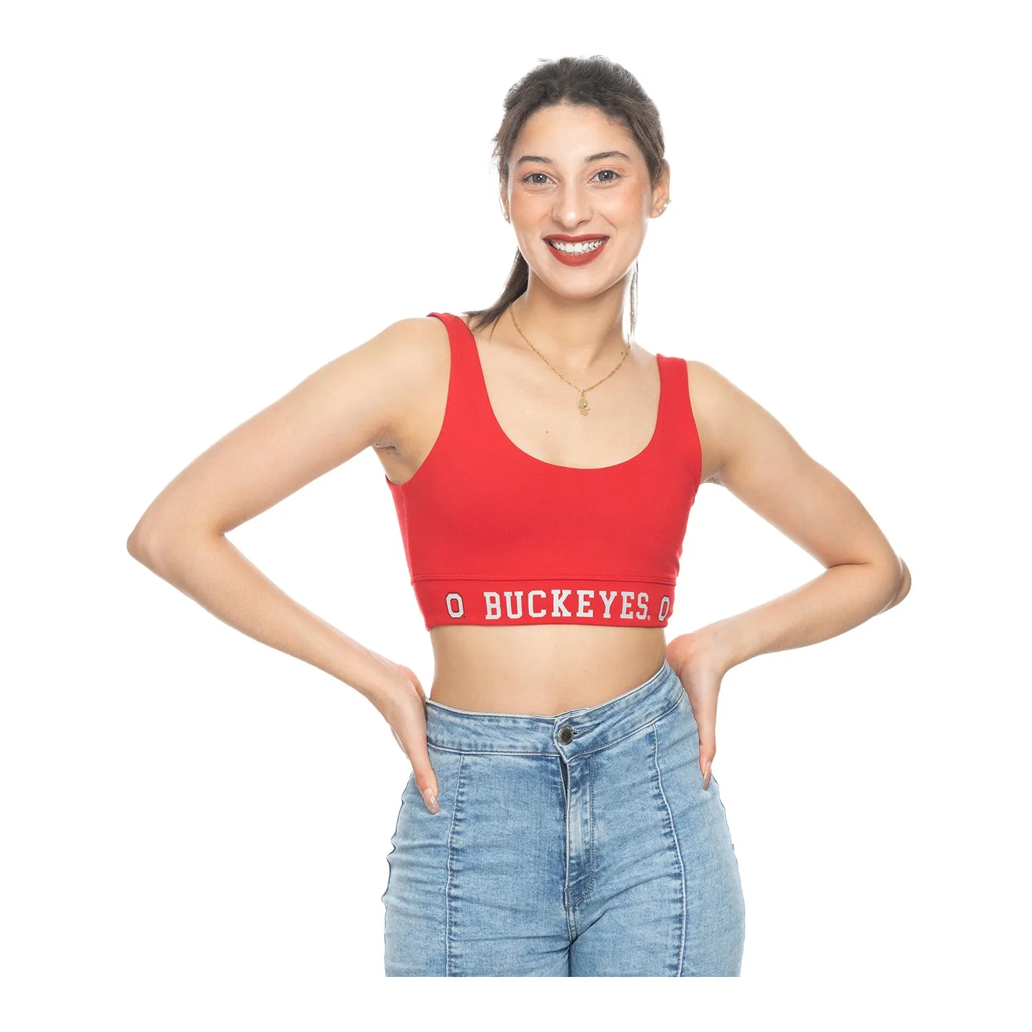 Ladies Ohio State Buckeyes Scoop Scarlet Sports Bra