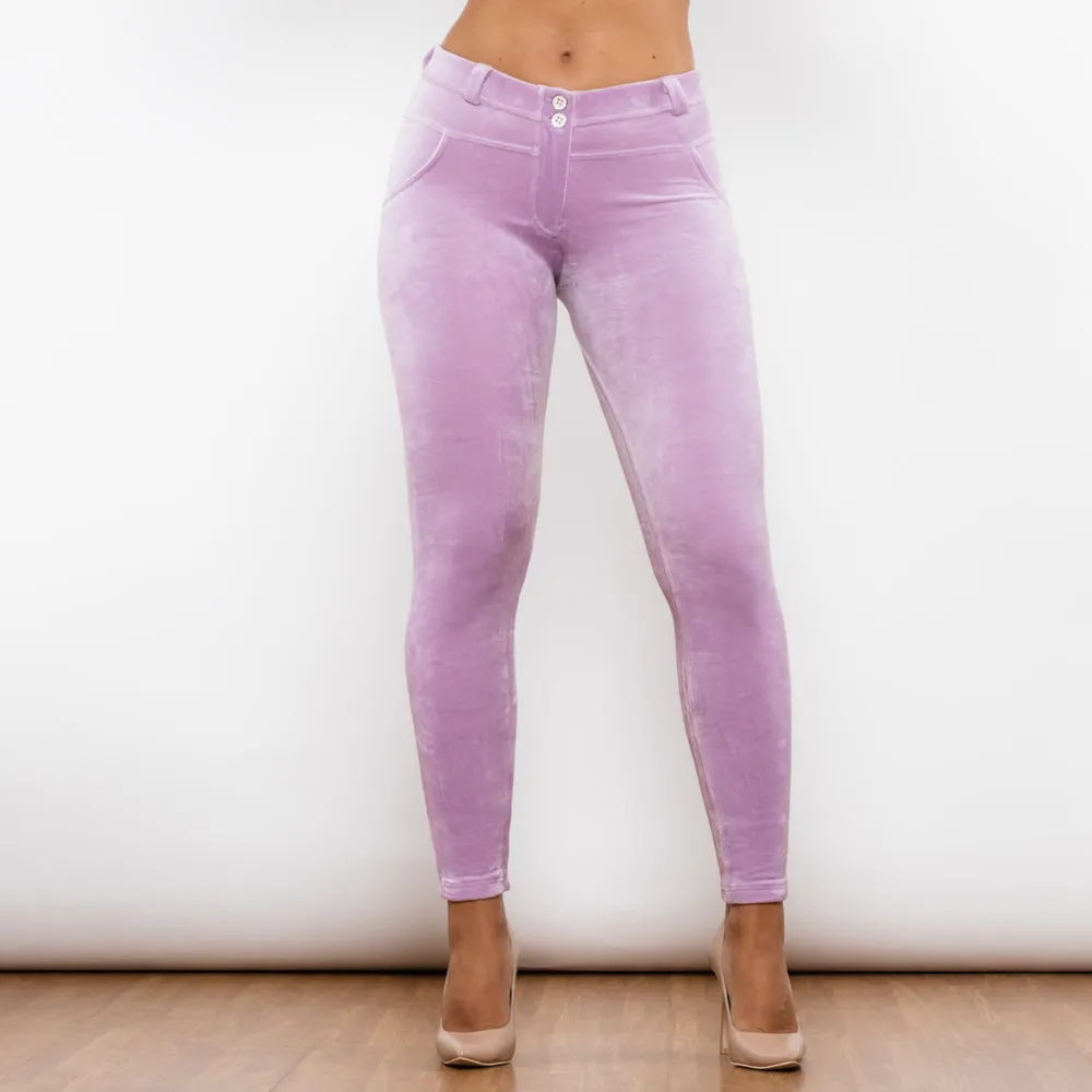 Light Purple Chenille Middle Waist Lifting Leggings