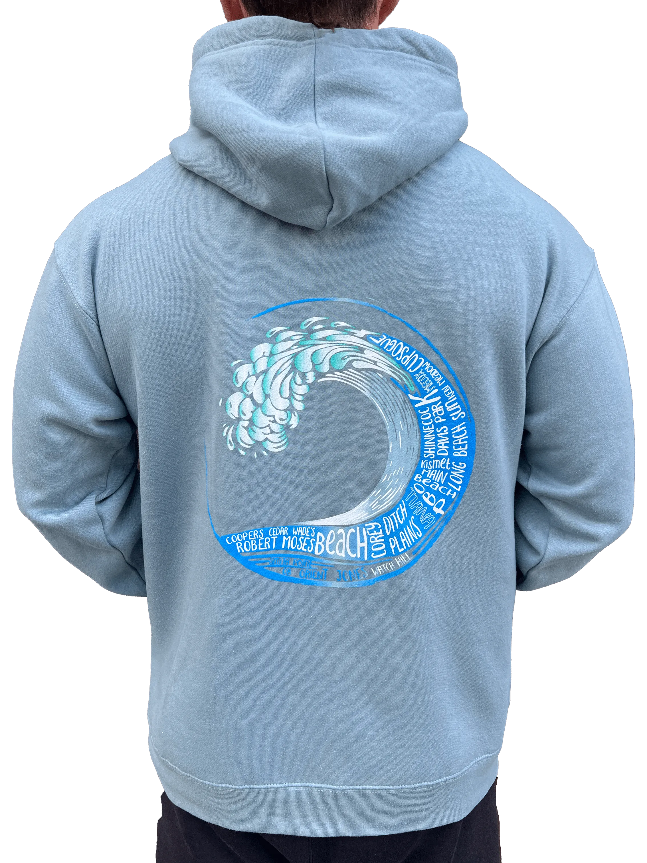 Long Island Strong Beach Wave Hoodie (Salty Blue)