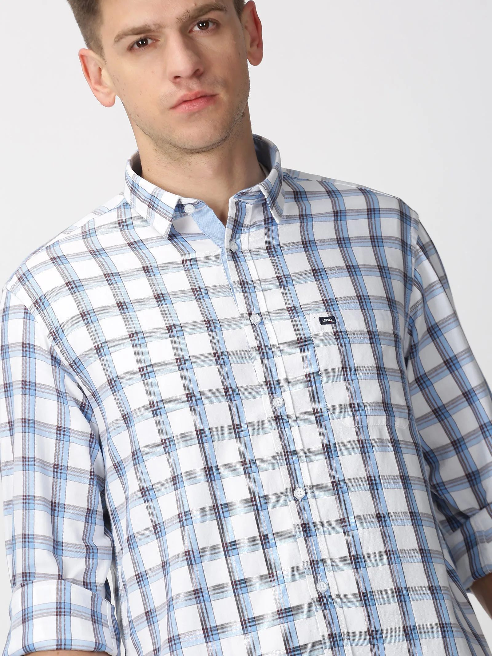 MEN'S BLUE CHECKS SLIM FIT SHIRT