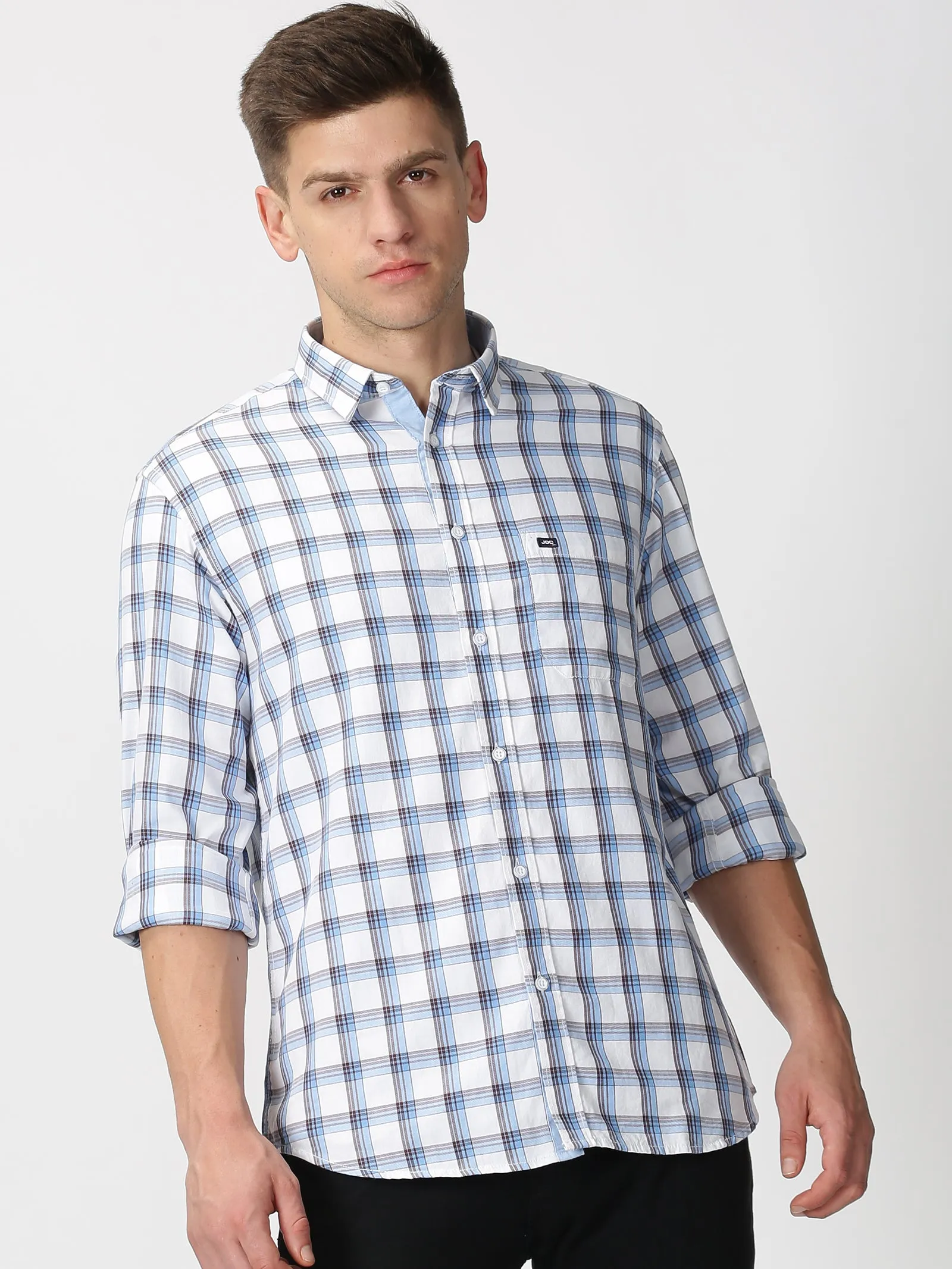 MEN'S BLUE CHECKS SLIM FIT SHIRT