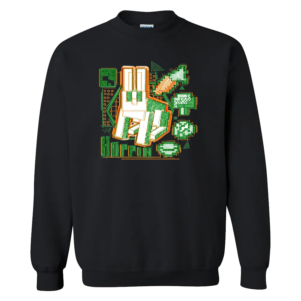 Minecraft Acid Sketch Rabbit Fleece Crewneck Sweatshirt