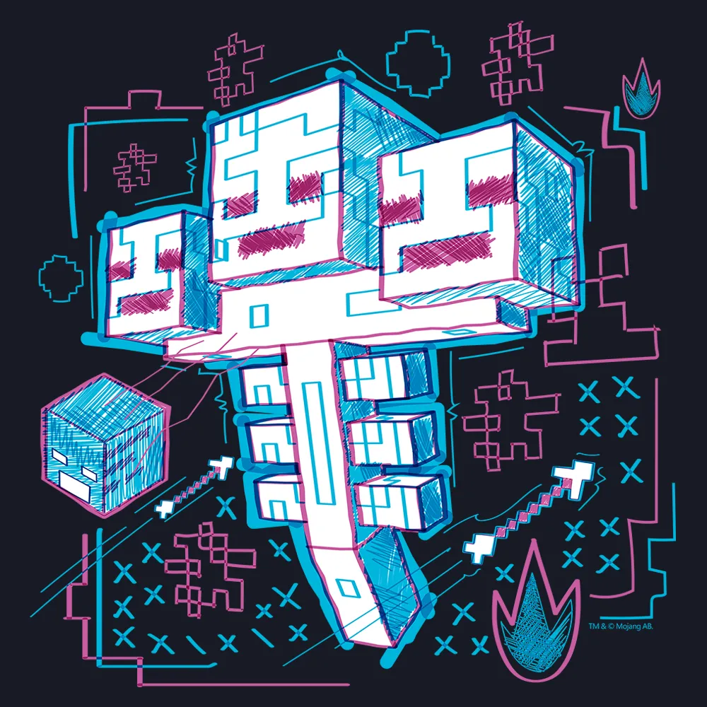 Minecraft Acid Sketch Wither Adult Short Sleeve T-Shirt