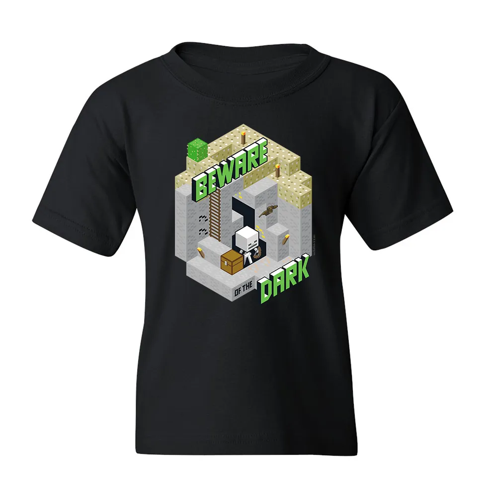 Minecraft Beware of the Dark Skeleton Kids Short Sleeve T-Shirt