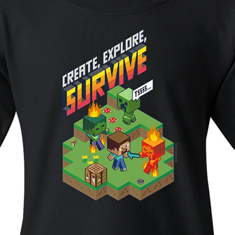 Minecraft Create, Explore, Survive TSSSS Composition Kids Short Sleeve T-Shirt