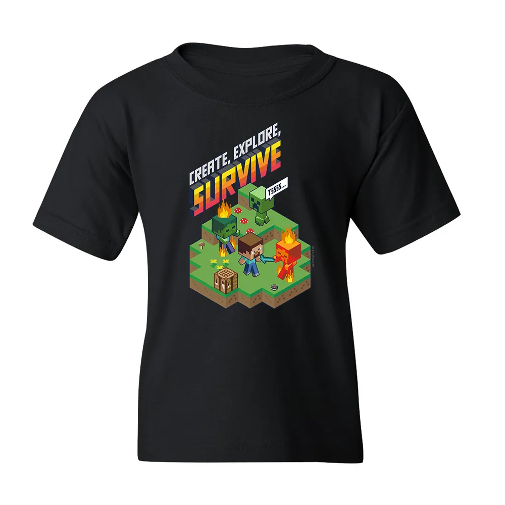 Minecraft Create, Explore, Survive TSSSS Composition Kids Short Sleeve T-Shirt