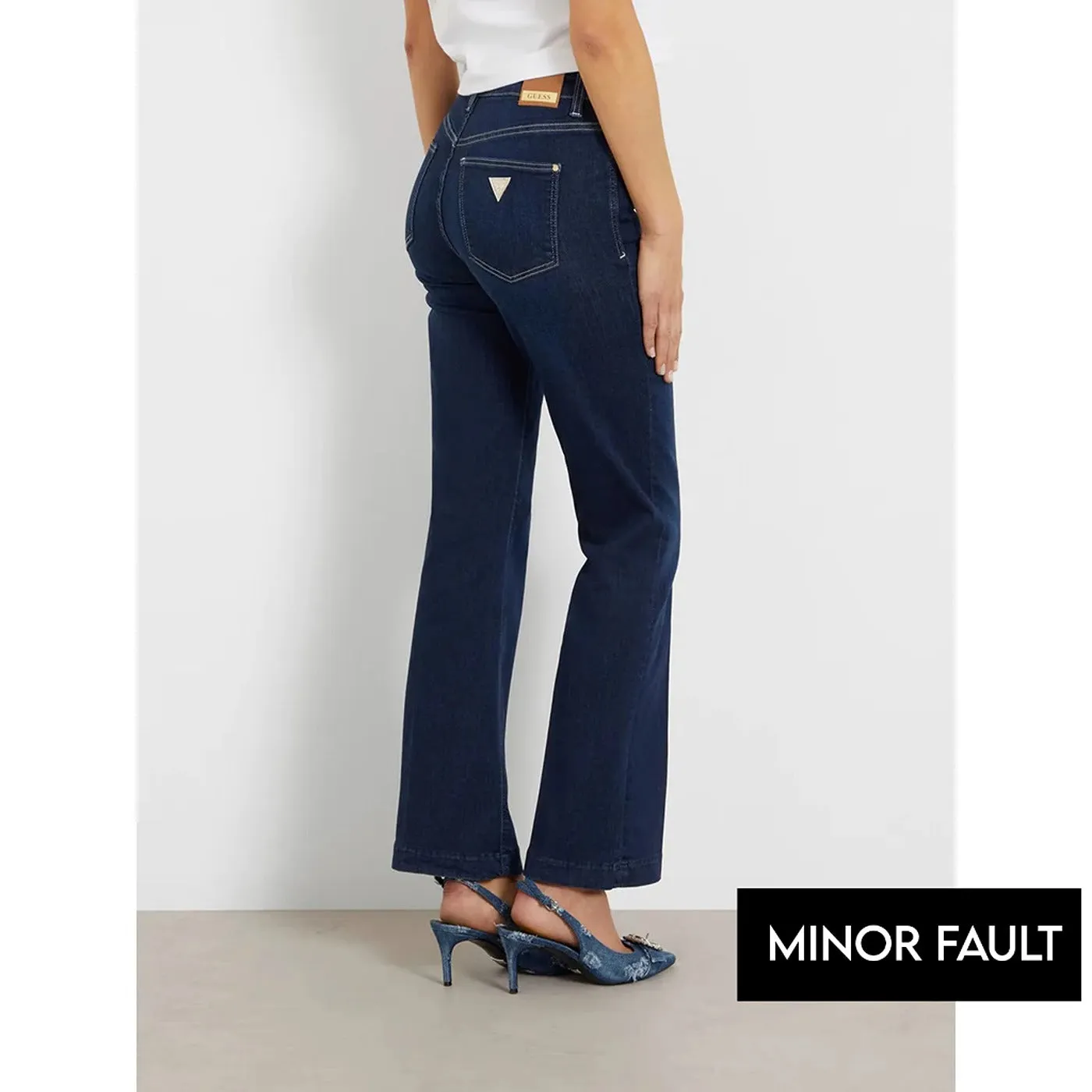 (Minor Fault) Blue Mid Rise Boot Cut Jeans