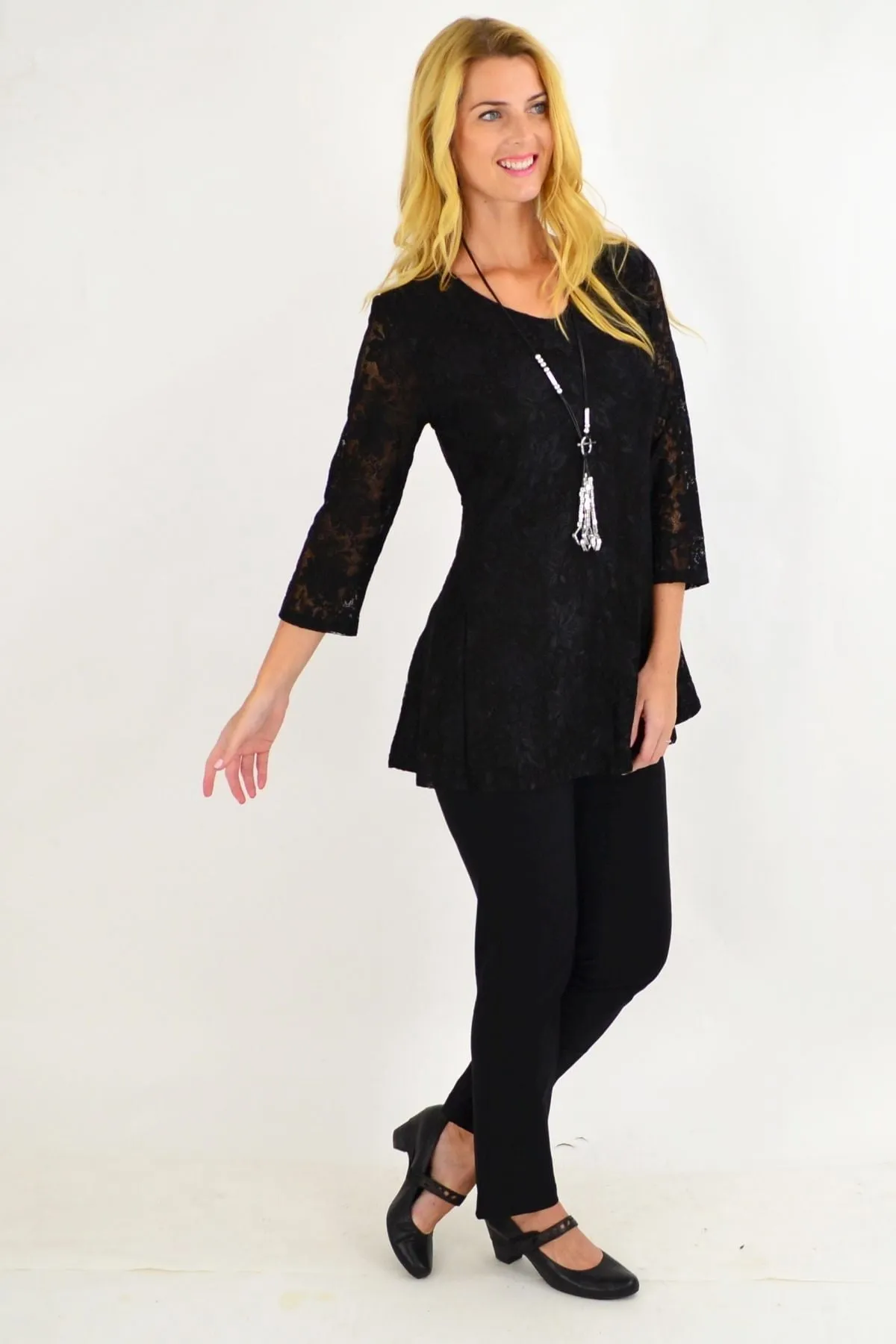 Night Out Black Lace Tunic Top