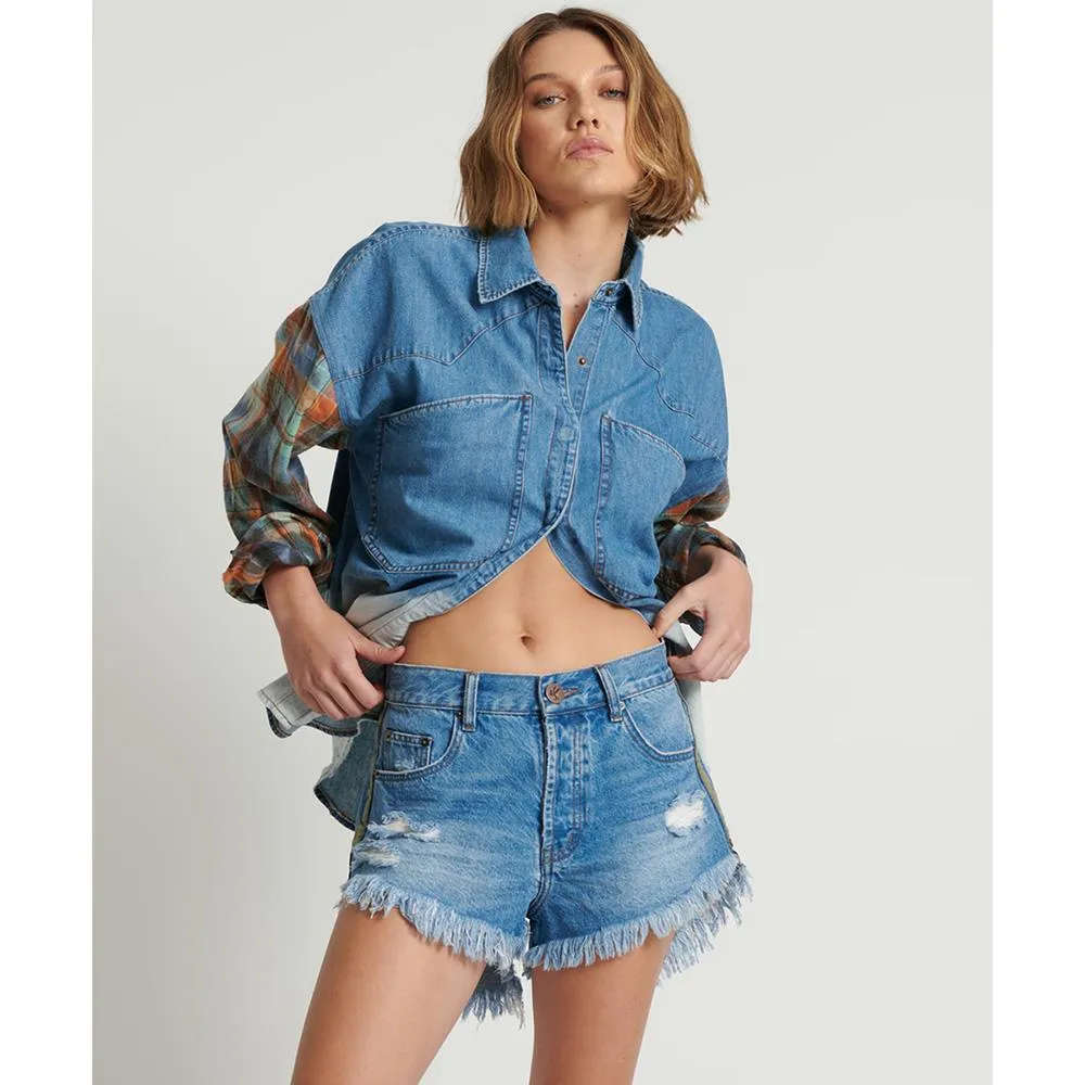 One Teaspoon Outlaws Mid Length Denim Short