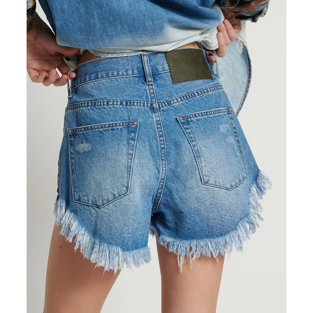 One Teaspoon Outlaws Mid Length Denim Short