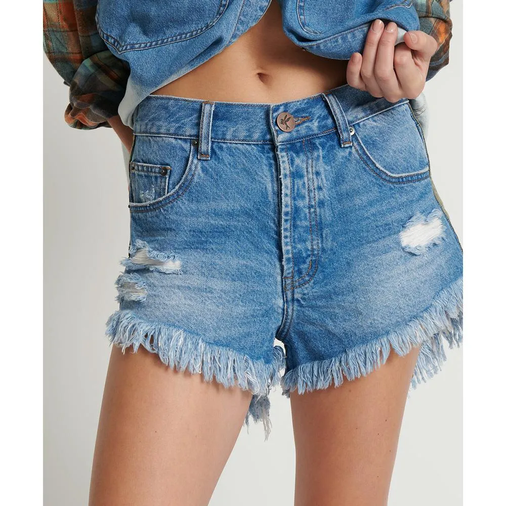 One Teaspoon Outlaws Mid Length Denim Short