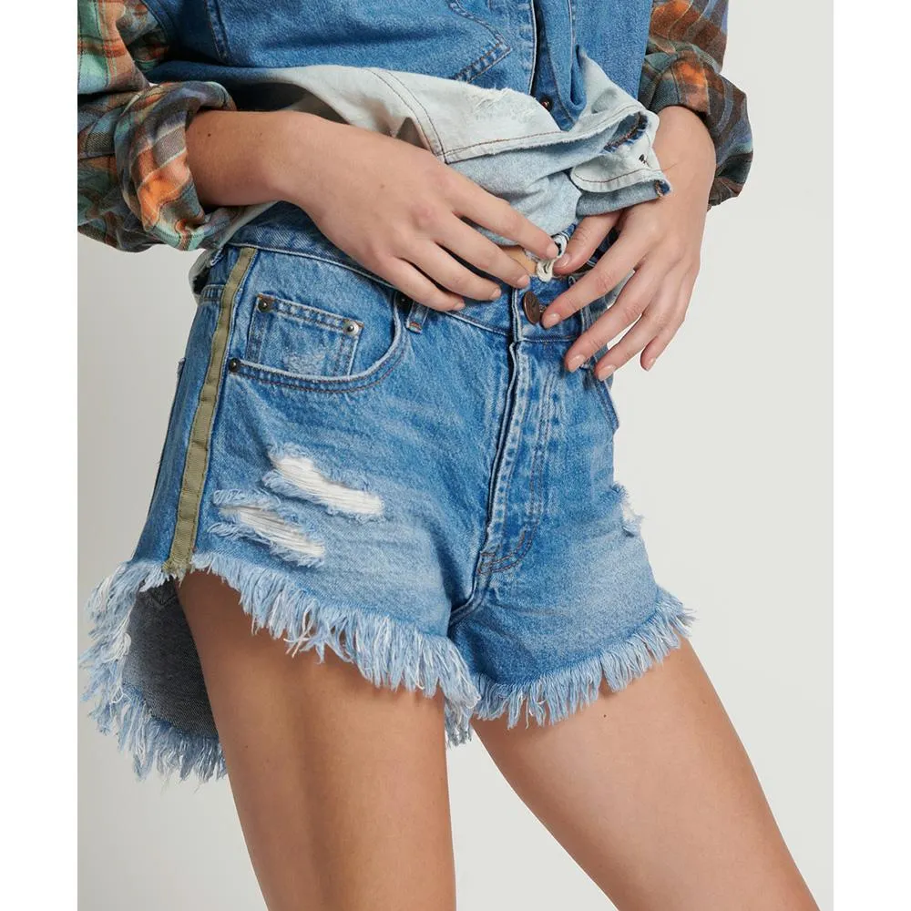 One Teaspoon Outlaws Mid Length Denim Short