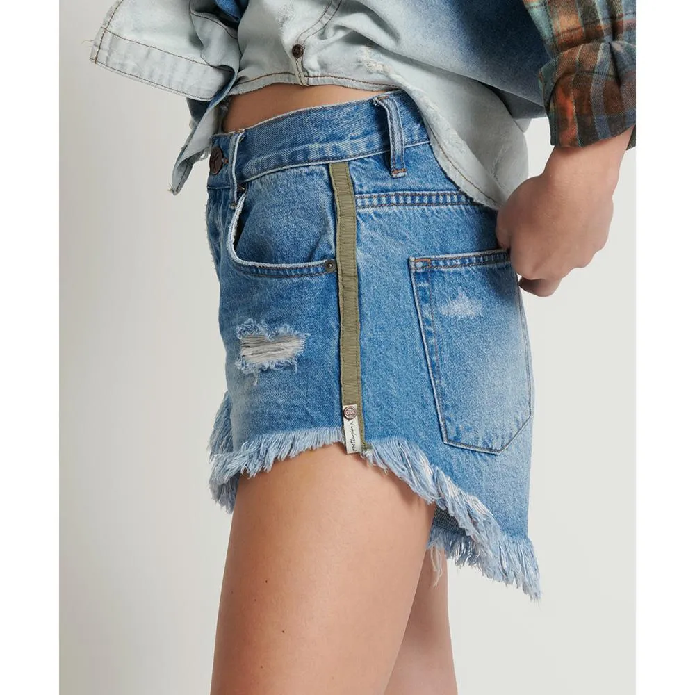 One Teaspoon Outlaws Mid Length Denim Short