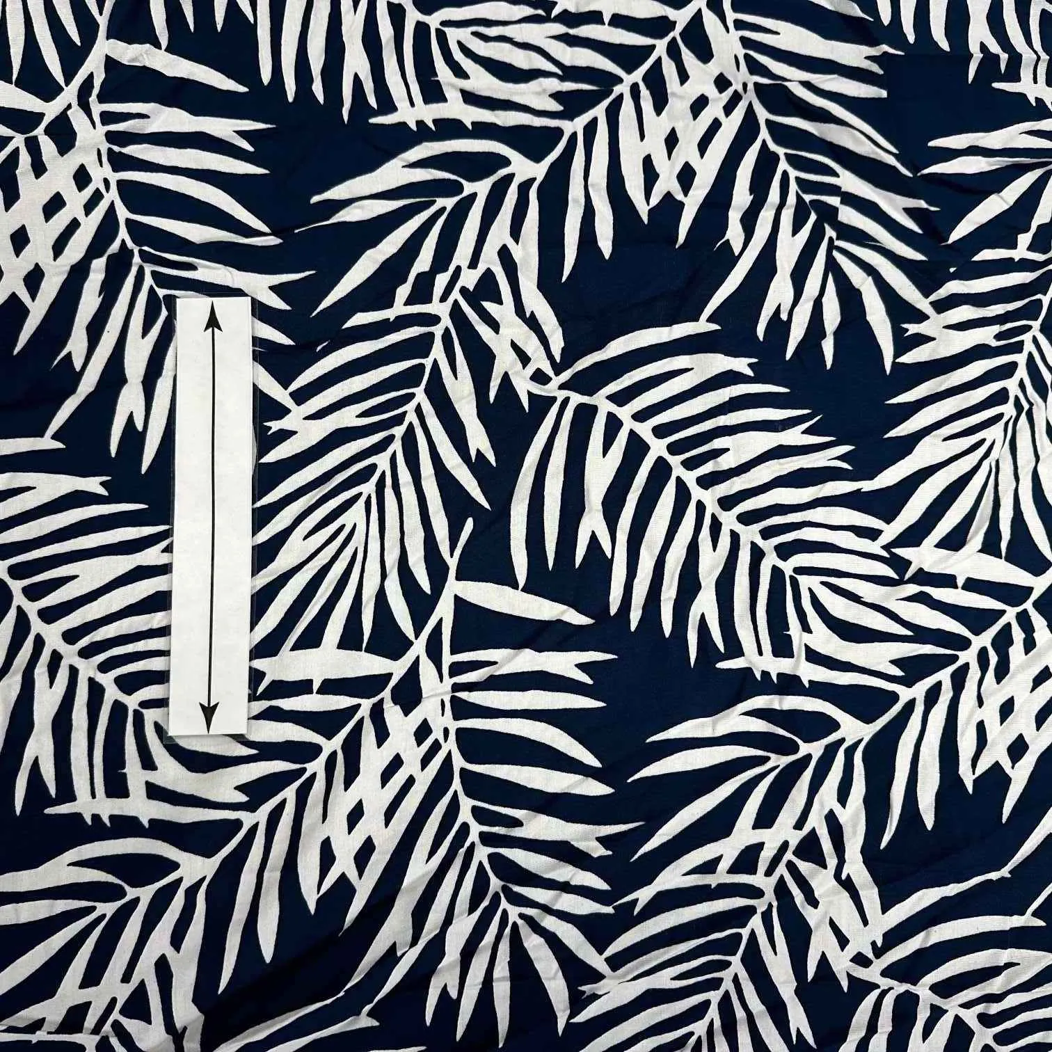 Palm Leaf Print Rayon Fabric - Navy