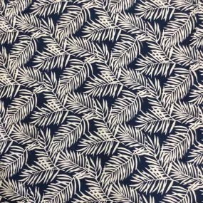 Palm Leaf Print Rayon Fabric - Navy