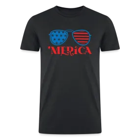 Patriotic Shades of 'Merica: Tri-Blend Organic Shirt with Flag-Inspired Sunglasses