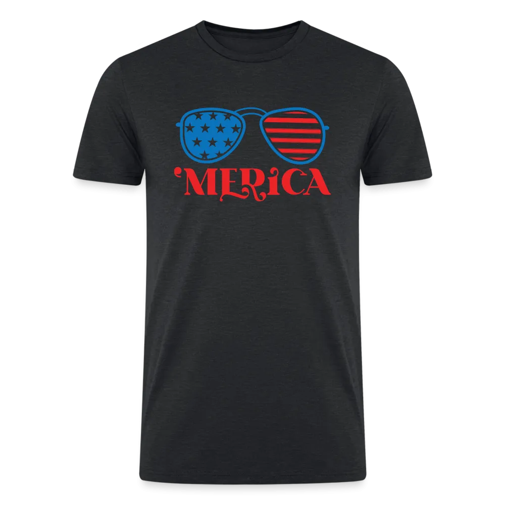 Patriotic Shades of 'Merica: Tri-Blend Organic Shirt with Flag-Inspired Sunglasses