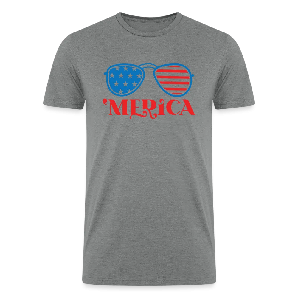 Patriotic Shades of 'Merica: Tri-Blend Organic Shirt with Flag-Inspired Sunglasses