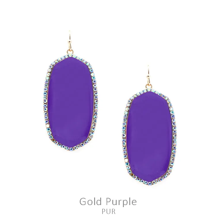 Purple Oval Earrings with bling trim