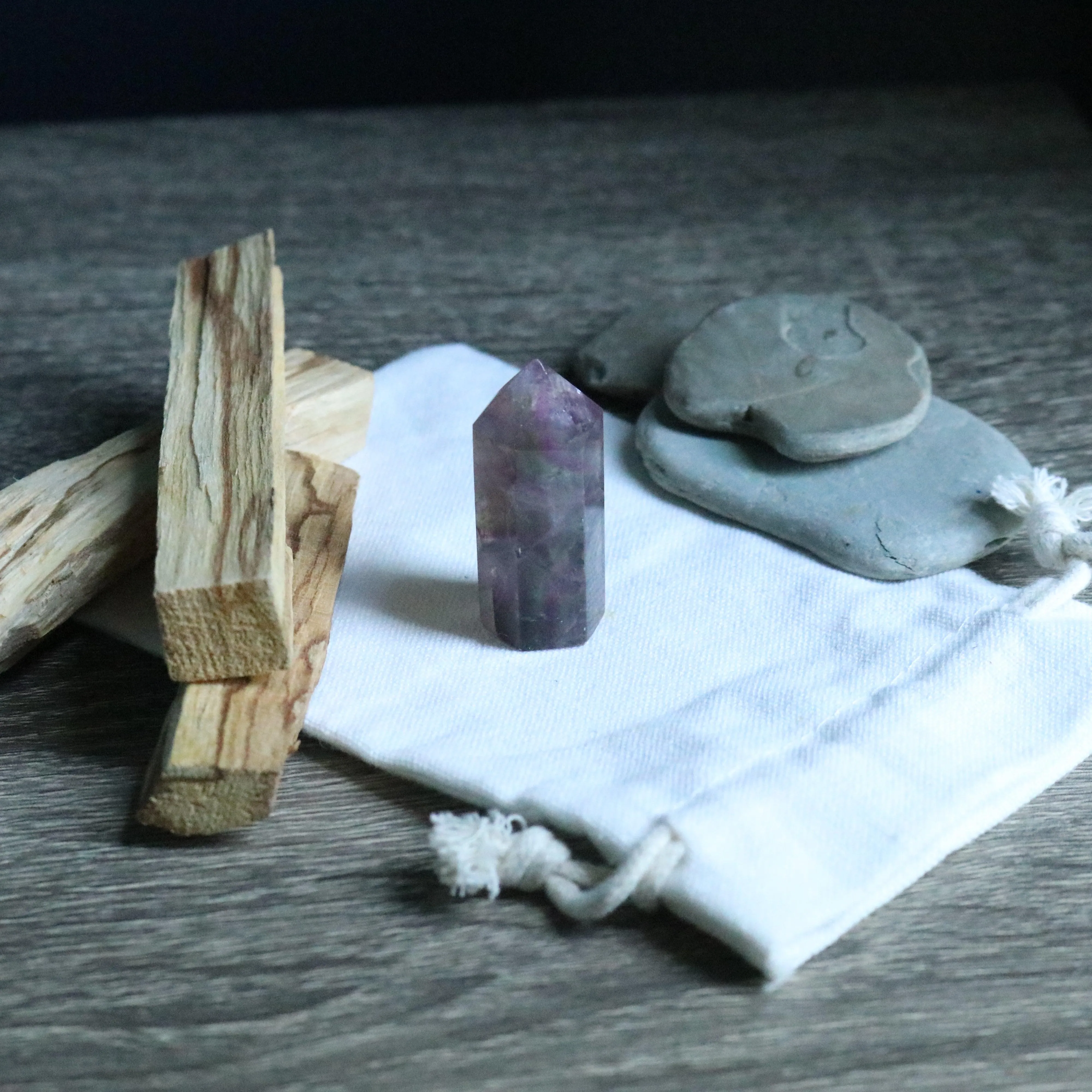 Purple ~ Rainbow Fluorite Polished Point Mini