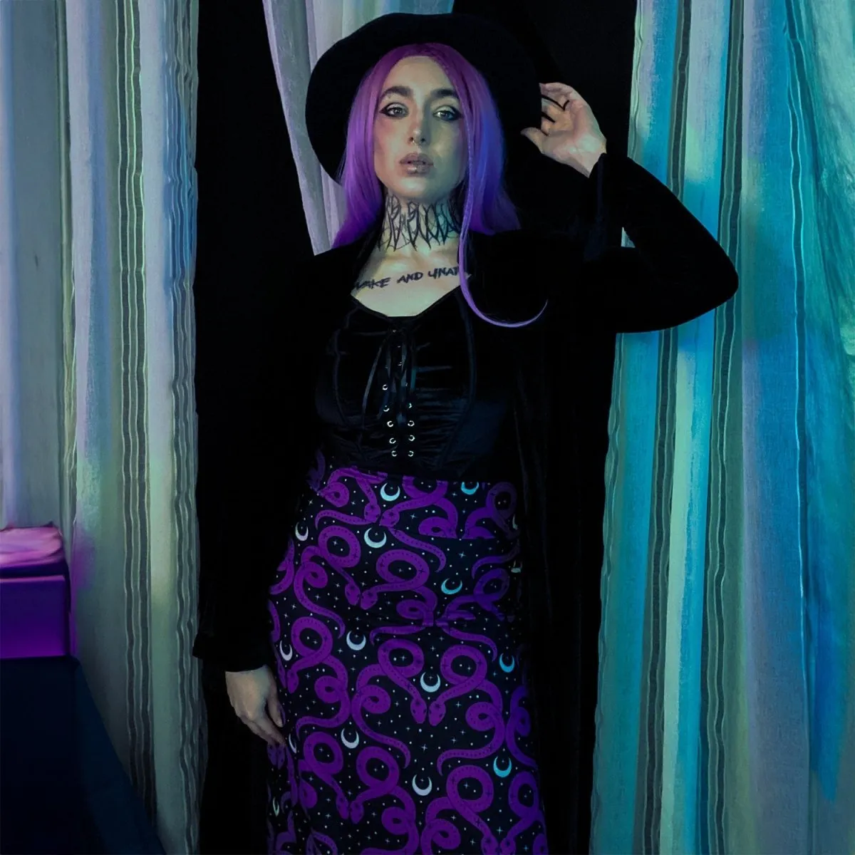 Purple Snake Moon Magick Maxi Skirt