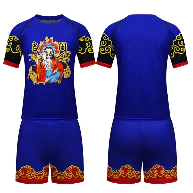 Red Blue Chinese Style Men Sportswear Running Wear Training Wear Suit Fitness Clothing Mens Sports Suit