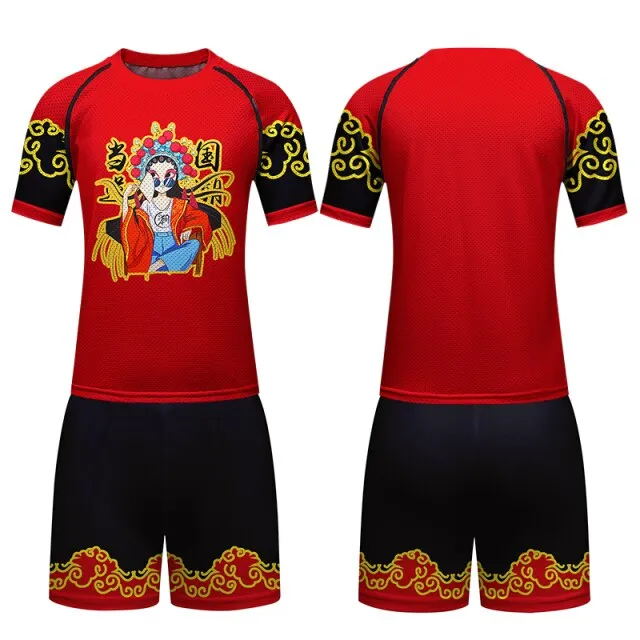 Red Blue Chinese Style Men Sportswear Running Wear Training Wear Suit Fitness Clothing Mens Sports Suit