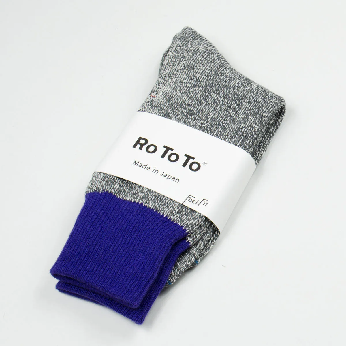 RoToTo - Doubleface Silk / Cotton Socks - Purple / Gray