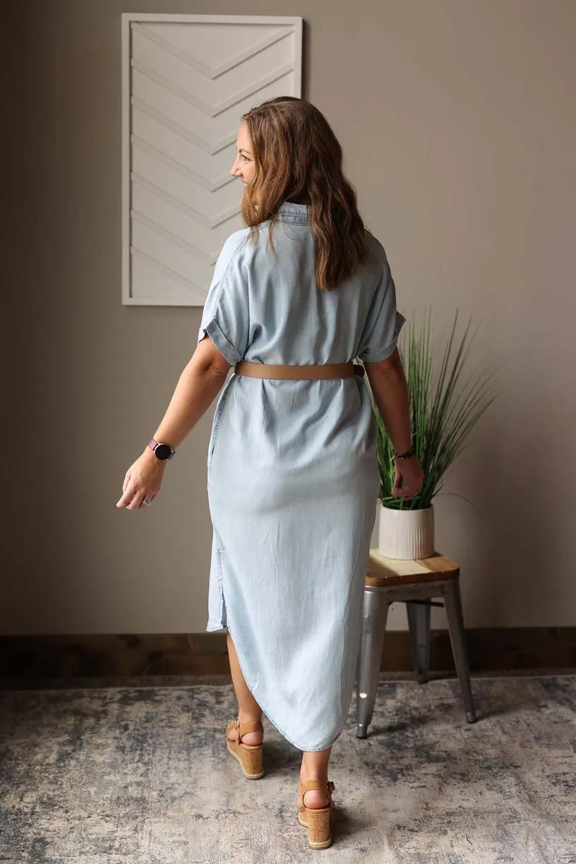 Sky Blue Chambray Midi Dress