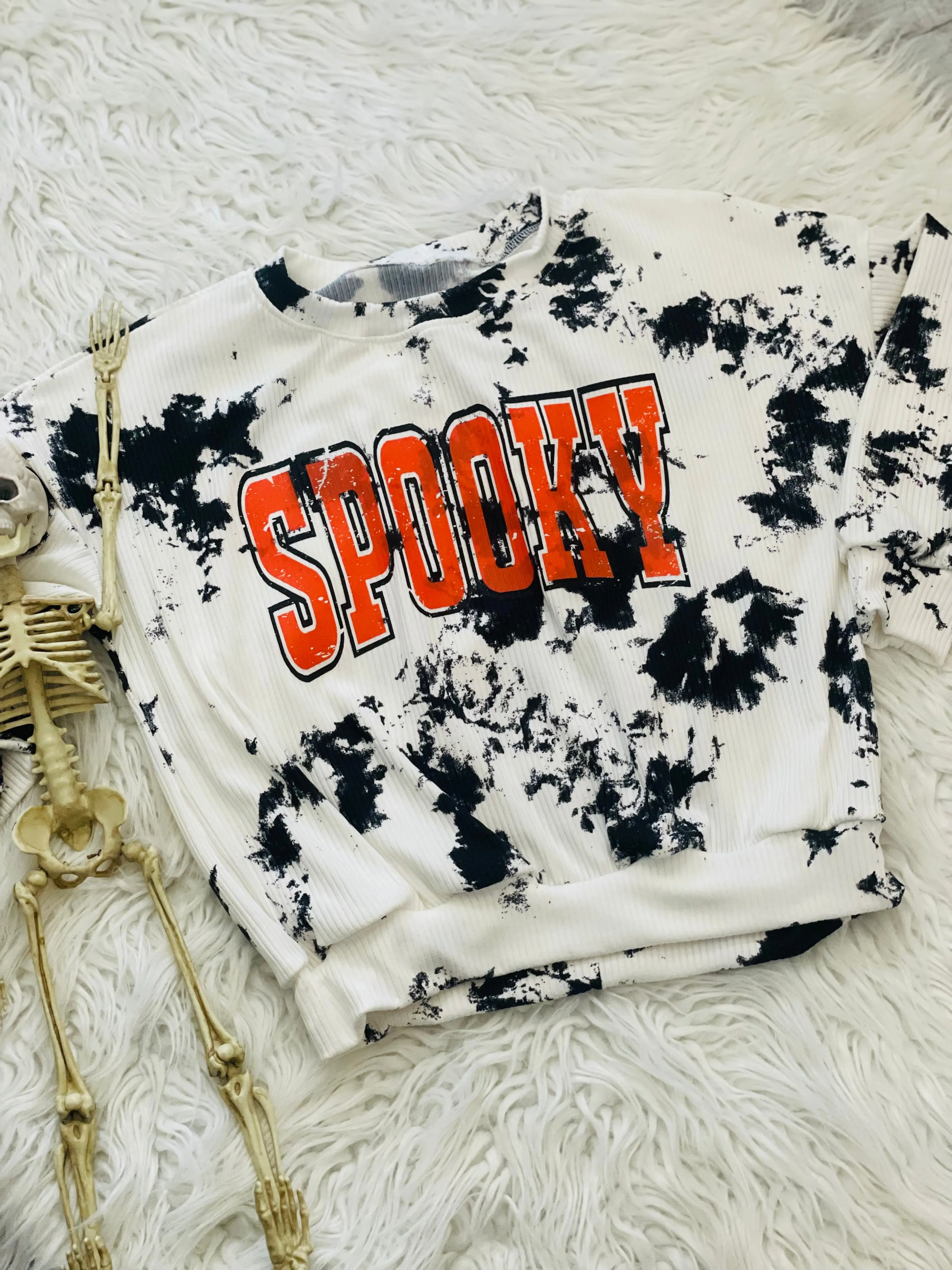 SPOOKY Tie Dye Rib Knit Sweatshirt Kids