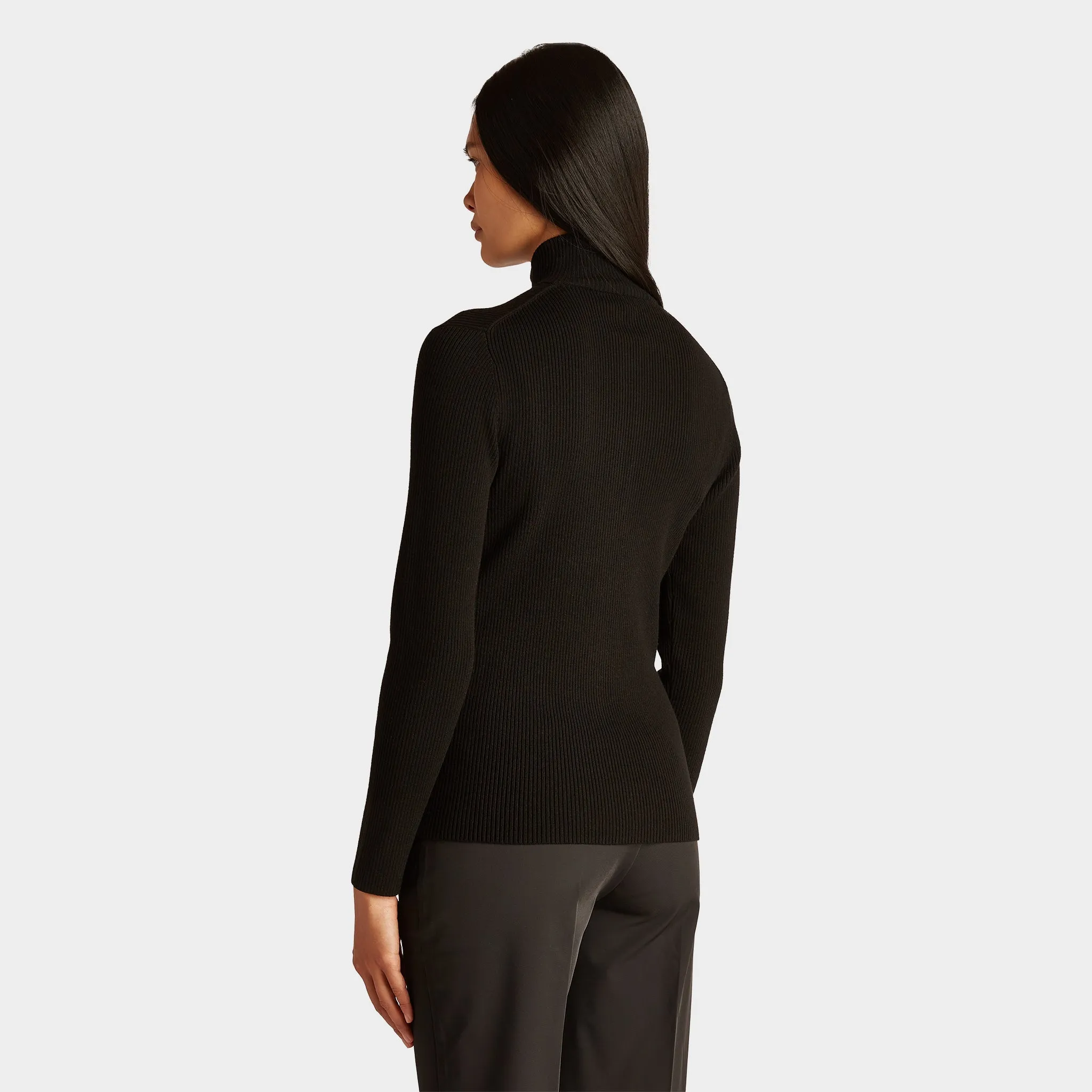 Stretch Merino Zip Turtleneck