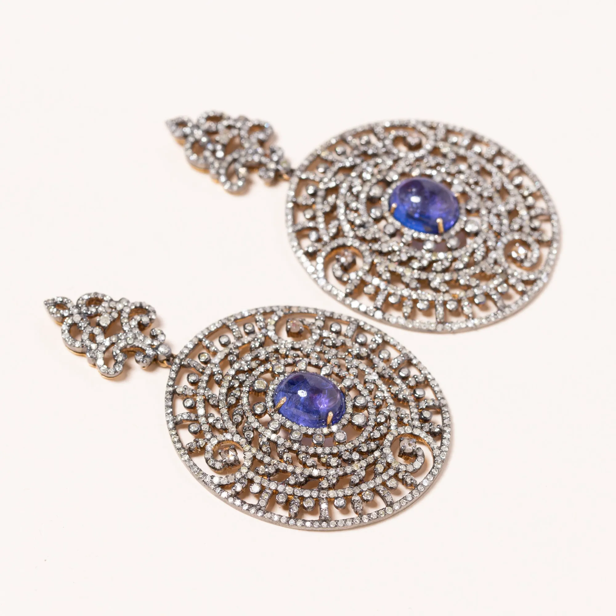 Tanzanite & Pave Diamond Earrings