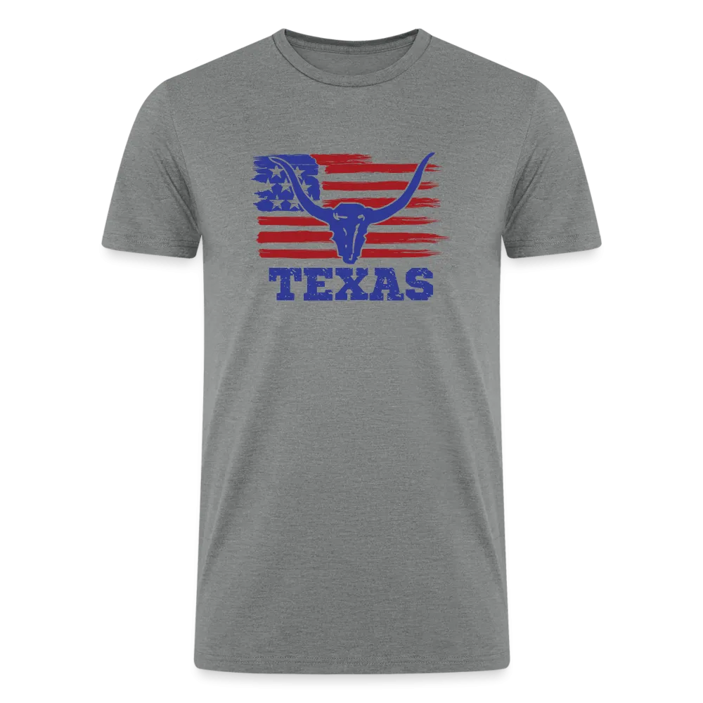 Texas Longhorn Legacy: Premium Tri-Blend Shirt with Iconic American Flag